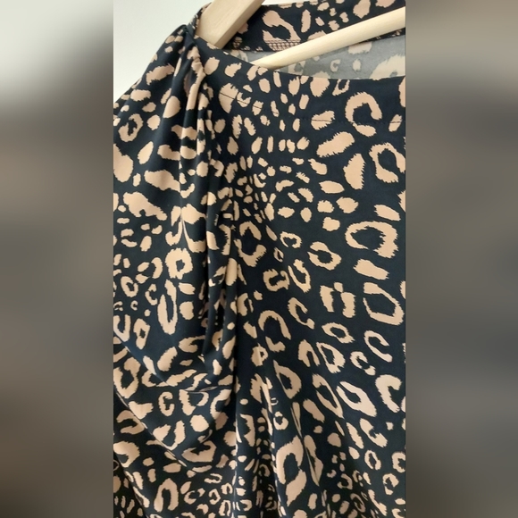 Ann Taylor Flowy Baggy Long Sleeve Cheetah Print Blouse Size L - Picture 2 of 10